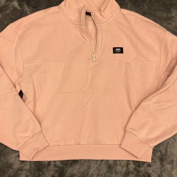 NWT Vans Leighton Half Zip Fleece Pullover Light Pink Size XS - Picture 2 of 8